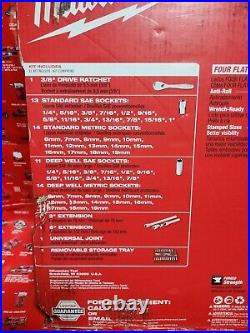 New? Milwaukee 56 Pc 3/8 Metric & SAE Ratchet And Socket Set