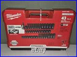 New & Sealed! Milwaukee 49-66-7009 43Pc SHOCKWAVE Imp 3/8 Dr SAE/Metric Set