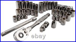 OVERDRIVE 49-Piece Gunmetal Chrome Mechanics Tool Set, Standard Sae/Metric Socke