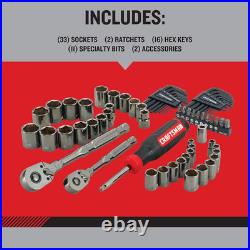 OVERDRIVE 64-Piece Gunmetal Chrome Mechanics Tool Set, Standard Sae/Metric Socke