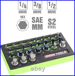 Oemtools 23990 26 Pc Hex Socket Set SAE Metric Durable Alloy Steel