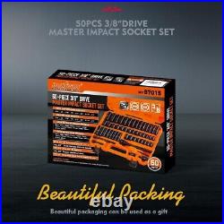 Premium 50-Piece Impact Socket Set 3/8 Drive Standard SAE and Metric Sizes