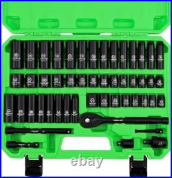 Professional 50-Piece Impact Socket Set, SAE/Metric