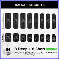 Professional 50-Piece Impact Socket Set, SAE/Metric