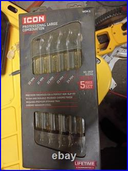 Professional Large Metric Combination Wrench Set Chrome 5-Piece Tools NEW