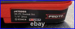 Proto 36pc 1/4 Drive Socket Set SAE Metric 1/8 5/8 & 4mm 16mm J47336S NEW