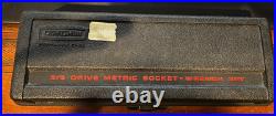 RARE VTG CRAFTSMAN 3/8 12Pt METRIC SOCKET SET -V- PERMANEX RED LETTER CASE