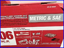 Ratchet Socket Mechanics Tool Set 3/8 + 1/4 Drive SAE/Metric 106 Pcs with Case