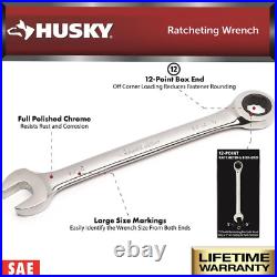 Ratcheting Wrench Set Chrome Alloy Steel Standard Stubby Box End Metric SAE Tool