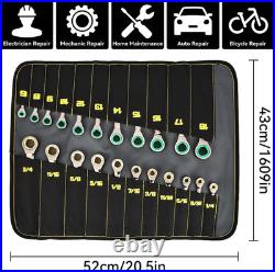 Ratcheting Wrench Set, Combination Wrench Set Metric and Standard & SAE with Col