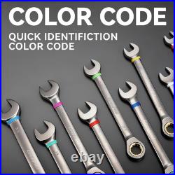 Ratcheting Wrench Set, Combination Wrench Set Metric and Standard & SAE with Col