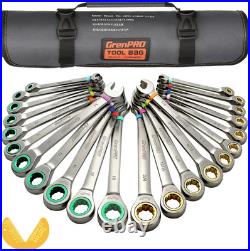 Ratcheting Wrench Set, Combination Wrench Set Metric and Standard & SAE with Col