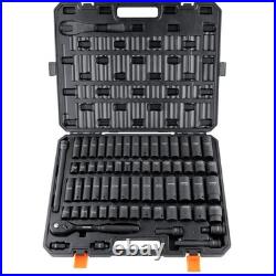 Rugged 65-Piece Impact Socket Set, Cr-V Steel, SAE/Metric``
