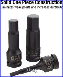 SAE/Metric Impact Hex Set, 1/4-3/4, 6mm-19mm, 20-Piece