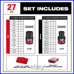 SHOCKWAVE Impact-Duty 1/2 In. Drive Metric and SAE Standard Impact PACKOUT Socke