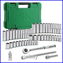 SK 1/4 Drive Socket Set with 216-P Quick-Release Ratchet, 50-Piece, SAE & Metri