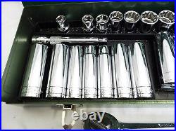 SK 33pc 1/2 SAE Metric Socket Ratchet Set Metal Tool Box Extension Deep Breaker