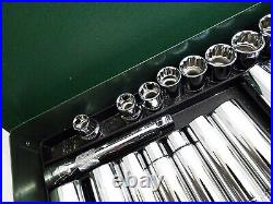 SK 33pc 1/2 SAE Metric Socket Ratchet Set Metal Tool Box Extension Deep Breaker