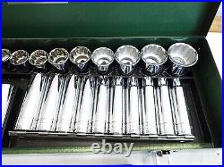 SK 33pc 1/2 SAE Metric Socket Ratchet Set Metal Tool Box Extension Deep Breaker