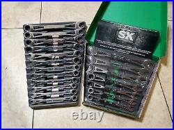 SK Hand Tools 6pt Metric & Standard Combination Chrome X-Frame Wrench Set USA