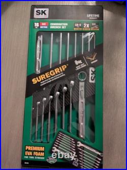 SK Professional Tools 16 Piece Combination Wrench Set Metric & SAE NEW CRV Steel
