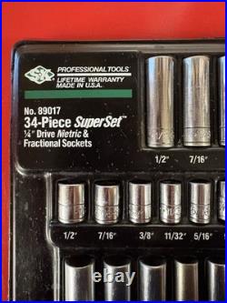 SK Professional Tools 34 Pc Socket set 1/4 Drive Metric and SAE