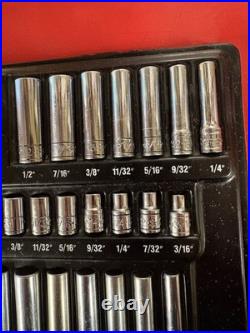 SK Professional Tools 34 Pc Socket set 1/4 Drive Metric and SAE