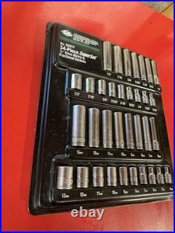 SK Professional Tools 34 Pc Socket set 1/4 Drive Metric and SAE