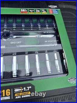 SK Professional Tools 3/8 Drive 56Pc Metric/SAE Socket Set New Lifetime Sk01307