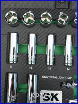 SK Professional Tools 3/8 Drive 56Pc Metric/SAE Socket Set New Lifetime Sk01307