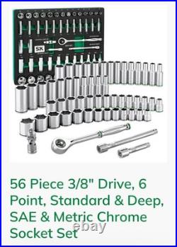 SK Professional Tools 3/8 Drive 56 Piece Metric/SAE Socket Set New Lifetime