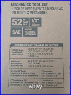SK Professional Tools 52 Piece 1/2 Drive Metric/SAE Socket Set New Lifetime