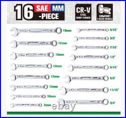 SK Professional Tools Combination Wrench Set, Metric & SAE NEW Top Quality