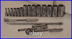 SK Socket Set 19 Piece 3/8 DR 12 Point Crome Professional Ratchet, BB, EXT SET