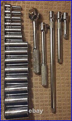 SK Socket Set 19 Piece 3/8 DR 12 Point Crome Professional Ratchet, BB, EXT SET