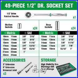 SK Tools SKTSK01456-216P 49Pc 1/2Dr, 6Pt, Standard & Deep, SAE & Metric Set