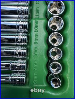 SK Tools USA 91844 1/4 44 Pcs 6 Pt Std & Deep Metric & SAE Socket Set Most NOS