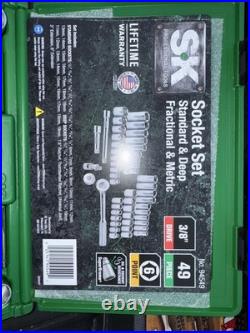 SK Tools USA Nos 3/8 Drive 49pc Socket Set 94549 Thumbwheel Metric SAE