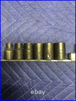 SNAP ON 10-Piece 1/2 Drive 6-Point SAE-Shallow Impact Socket Set USA MISing 3/4