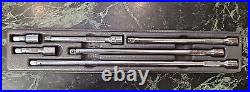SNAP-ON Chrome USA 6 pc 1/4 Drive Straight Knurled Socket Extension Set Tray