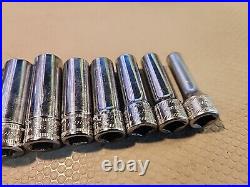 SNAP-ON TOOLS 12 Pc 3/8 DRIVE Metric DEEP CHROME 6 Pt SOCKET SET 211SFY 21mm-8mm