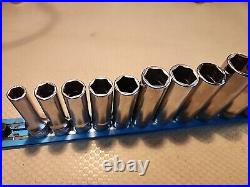SNAP-ON TOOLS 12 Pc 3/8 DRIVE Metric DEEP CHROME 6 Pt SOCKET SET 211SFY 21mm-8mm