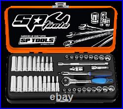 SP Tools Socket Set 1/4 Drive 12 and 6 Point 43 Piece Metric/SAE SP20101
