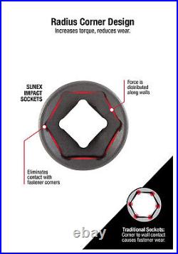 SUNEX TOOLS 1/4 Drive Magnetic Impact Socket Set, 6-pt, Metric & Standard