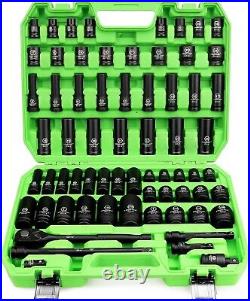 SWANLAKE 1/2 Drive Set, 66-Piece Standard SAE 3/8-1-1/4 and Metric 8-24mm