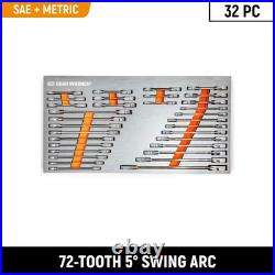 Sae/Metric Standard and Stubby Combination Ratcheting Wrench Set in EVA Tray 32