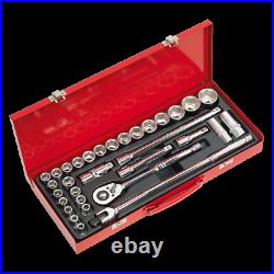 Sealey Socket Set 32pc 1/2 Drive 6pt WallDrive Metric Imperial Pro Deluxe