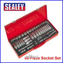Sealey Tools AK692 3/8 Drive Socket Set Metric Imperial 6 Six Point Std & Deep