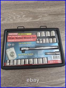 Sears Craftsman Tools USA 3/8 Dr 22pc Socket Wrench Set Easy Read Thin Ratchet