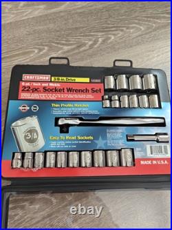 Sears Craftsman Tools USA 3/8 Dr 22pc Socket Wrench Set Easy Read Thin Ratchet
